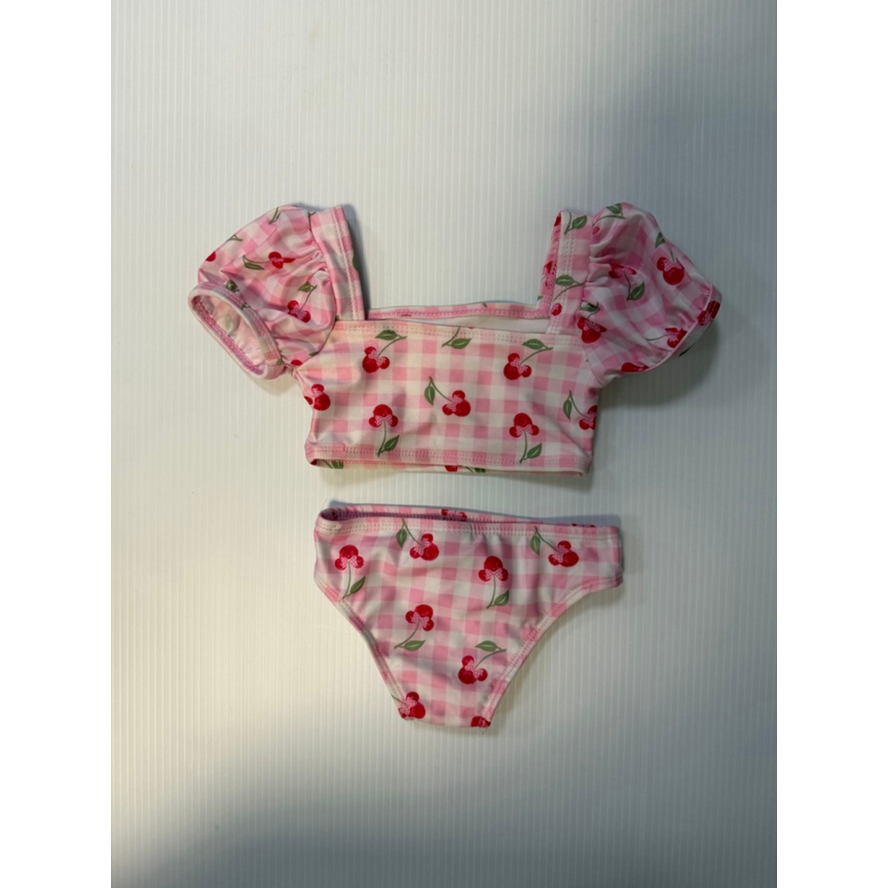 Baby Girl swim Disney Junior Minnie Bikini 12 Months Pink Red Cherry Gingham - Picture 4 of 10